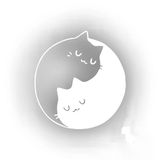Kediler Ying Yang Araba Sticker 17X17 Cm Beyaz