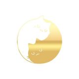Kediler Ying Yang Araba Sticker 17X17 Cm Gold
