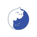 Kediler Ying Yang Araba Sticker 17X17 Cm Mavi