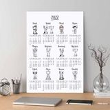 Kedili Poster Takvim, 2026 Kedili Duvar Takvimi - Boyut