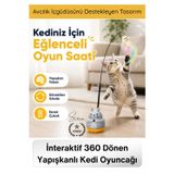 #KediOyuncağı İnteraktif 360 Dönen Yapışkanlı Kedi Oyuncağı Peluş Balıklı Yaylı Olta Eğitici Hareket