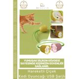 #KediOyuncağı USB Şarjlı İnteraktif Sallanan Kuyruklu Silikon Gövdeli Eğitici Hareketli Çiçek Kedi O