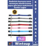 #Keditasması Ayarlanabilir Elastik Kumaş Desenli Konforlu Emniyet Klipsli Renkli Zilli Kedi Tasması