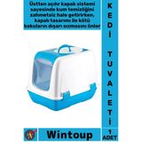 #Kedituvaleti Üstten Açılır Koku Önleyici Pratik Şeffaf Kapılı Yavru Küçük Kapalı Kedi Tuvaleti Mavi