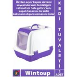 #Kedituvaleti Üstten Açılır Koku Önleyici Pratik Şeffaf Kapılı Yavru Küçük Kapalı Kedi Tuvaleti Mor