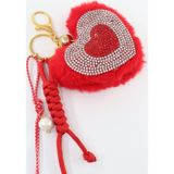 Keeba Anahtarlık Çanta Charm. Ayna Süsü. Çanta Aksesuarı. Anahtarlık Taşlı Peluş Kalp Ip Inci Çanta Charmı
