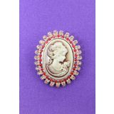 KEEBA Cameo vintage broş. Taşlı tasarım cameo vintage broş. Yaka iğnesi broş. Kadın broş. Broş