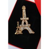 Keeba Gold renk eyfel kulesi broş. Taşlı tasarım broş. Yaka iğnesi. Kadın broş. Broş. Eyfel kulesi broş.