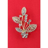 Keeba Gold renk kristal taşlı defne yaprağı broş. Tasarım broş. Kadın broş. Broş. Defne yaprağı broş.