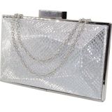 KEEBA Gümüş Abiye Çanta. Snake Desenli. Silver Abiye Çanta. Gümüş Abiye Gece Çantası. Portföy Cultc Çanta.