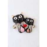 KEEBA Kedi broş. Taşlı tasarım broş. Yaka iğnesi broş. Kadın broş. Broş. Erkek broş. Unisex.