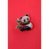 KEEBA Panda broş. Taşlı tasarım panda broş. Yaka iğnesi broş. Kadın broş. Broş. Erkek broş. Unisex.