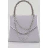KEEBA Saten taşlı gümüş abiye çanta. Clutch saten gümüş gece çantası. Abiye çanta gümüş. Saten abiye çanta