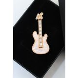 KEEBA Sedef gitar broş. Yaka iğnesi gitarlı broş. Tasarım gitar broş. Erkek broş. Kadın broş. Gitar broş.