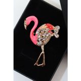 KEEBA Zirkon taşlı flamingo broş. Yaka iğnesi flamingo broş. Taşlı broş. Kadın broş. Flamingo broş.