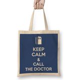 Keep Calm And Call The Doctor Who Bez Çanta Uzun Saplı - Açık Bej - 40 X 40