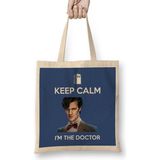 Keep Calm I'm The Doctor Who Bez Çanta Uzun Saplı - Açık Bej - 40 X 40