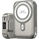Keephone 15W Hızlı Şarj Magsafe 10.000 mAh Kablosuz Dijital Ekranlı Wireless Taşınabilir Batarya Şarj Cihazı Powerbank Standlı - Titanyum