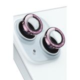 KeepHone Apple iPhone 15 ve iPhone 15 Plus ile Uyumlu Kamera Koruma, Parlak Simli Gömülü Taşlı Lens Koruyucu Cam, Pembe