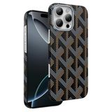 KeepHone Apple iPhone 16 Pro Max ile Uyumlu Kevlar Karbon Kılıf, Prague Desenli, MagSafe Kapak, Siyah