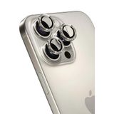 KeepHone Apple iPhone 16 Pro ve iPhone 16 Pro Max ile Uyumlu Kamera Koruma, Parlak Simli Gömülü Taşlı Lens Koruyucu Cam, Titanium Gri