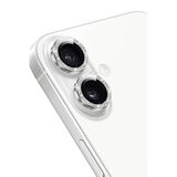 KeepHone Apple iPhone 16 ve iPhone 16 Plus ile Uyumlu Kamera Koruma, Parlak Simli Gömülü Taşlı Lens Koruyucu Cam, Gümüş
