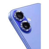 KeepHone Apple iPhone 16 ve iPhone 16 Plus ile Uyumlu Kamera Koruma, Parlak Simli Gömülü Taşlı Lens Koruyucu Cam, Mavi