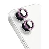 KeepHone Apple iPhone 16 ve iPhone 16 Plus ile Uyumlu Kamera Koruma, Parlak Simli Gömülü Taşlı Lens Koruyucu Cam, Rose