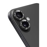 KeepHone Apple iPhone 16 ve iPhone 16 Plus ile Uyumlu Kamera Koruma, Parlak Simli Gömülü Taşlı Lens Koruyucu Cam, Siyah