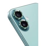 KeepHone Apple iPhone 16 ve iPhone 16 Plus ile Uyumlu Kamera Koruma, Parlak Simli Gömülü Taşlı Lens Koruyucu Cam, Yeşil