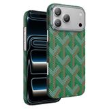 KeepHone Apple iPhone 17 Pro ile Uyumlu Kevlar Karbon Kılıf, Prague Desenli, MagSafe Kapak, Yeşil