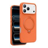 KeepHone Apple iPhone 17 Pro ile Uyumlu Premium Deri Kılıf, MagSafe Halkalı, İçi Süet, Turuncu