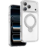 Keephone Apple iPhone 17 Pro Max Crystal Taşlı 360 Şeffaf Magsafe Standlı Telefon Kılıfı - Standart