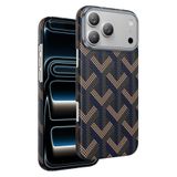 KeepHone Apple iPhone 17 Pro Max ile Uyumlu Kevlar Karbon Kılıf, Prague Desenli, MagSafe Kapak, Lacivert