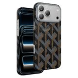 KeepHone Apple iPhone 17 Pro Max ile Uyumlu Kevlar Karbon Kılıf, Prague Desenli, MagSafe Kapak, Siyah