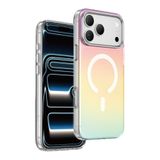 KeepHone Apple iPhone 17 Pro Max ile Uyumlu Kılıf, Işıltılı Renk Geçişli Rainbow, MagSafe Uyumlu, Gümüş
