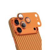 KeepHone Apple iPhone 17 Pro Uyumlu Kevlar Karbon Fiber Metal Kamera Lens Koruyucu Camı, Açık Turuncu
