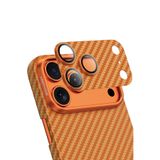 KeepHone Apple iPhone 17 Pro Uyumlu Kevlar Karbon Fiber Metal Kamera Lens Koruyucu Camı, Kapalı Turuncu