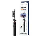 Keephone KP-LA01 Selfie Çubuğu, 133,5 cm, 360° Döner, LED Işıklı, Bluetooth Kumanda, Siyah