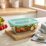 Keep'n Box Active Kilitli Kapak Saklama Kabı - Şeffaf / Turkuaz - 820 Ml