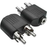 Keepro 2 Rca Erkek To 3.5 mm Aux Stereo Dişi Ses Ayırıcı Adaptör - Siyah