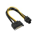 Keepro 4582 15 Pin Sata To 6 Pin Ekran Kartı Power Anakart Güç Kablosu 20CM - Siyah