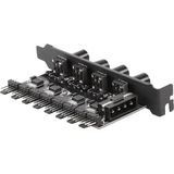 Keepro 8 kanal 4 pin PC fan çoklayıcı düğmeli hız kontrol cihazı - Siyah