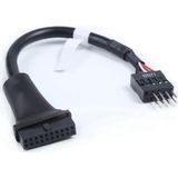 Keepro Anakartı 19 Pin Dişi Başlık 9 Pin Erkek Port Kablosu Dönüştürücü 20PIN USB 3.0 Konektörü 9pin Adaptörü - Siyah