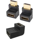 Keepro Hdmı L tipi set hdmı 90° ve 270° hdmi dişi dişi dönüştürücü 3 lü set - Siyah