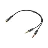 Keepro kulaklık mikrofon ayırıcı Y kablo 3.5 mm dişi to 2x 3.5 mm erkek kablo - Siyah