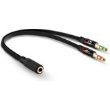 keepro Kulaklık Mikrofon Ayırıcı Y Splitter Kablo 2 x 3, 5 mm Stereo Kablo - Siyah