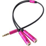 KEEPRO Kulaklık Mikrofon Birleştirici Kablo 3.5 Mm Erkek To 2X 3.5 Mm - Açık Pembe