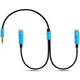 KEEPRO Kulaklık Mikrofon Birleştirici Kablo 3.5 Mm Erkek To 2X 3.5 Mm - Mavi