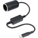 Keepro Type C to Çakmak Adaptörü, 5V -12V Araba Cihazları için Güç Kaynağı - Siyah